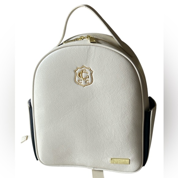 HATHWAY STEWART Elegant Golf & Leisure Backpack Neutral Cream Gold Hardware NWOT - Picture 9 of 11